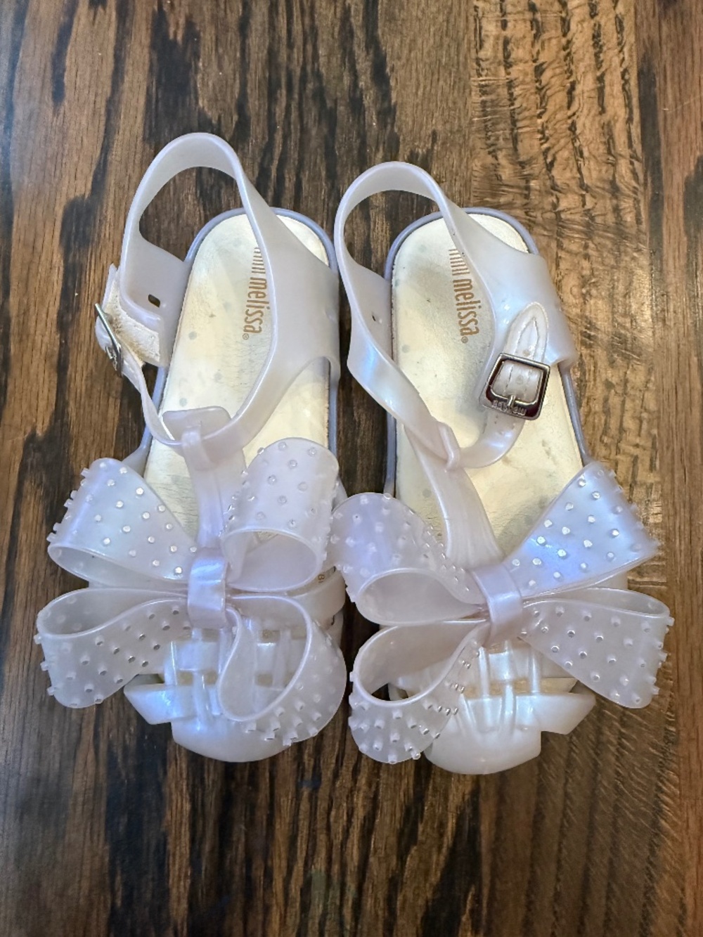 Mini Melissa Toddler Girls Irridescent Bow Sandals